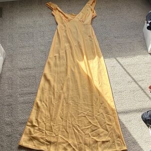 Meshki Yellow V-Neck Maxi Slip Dress